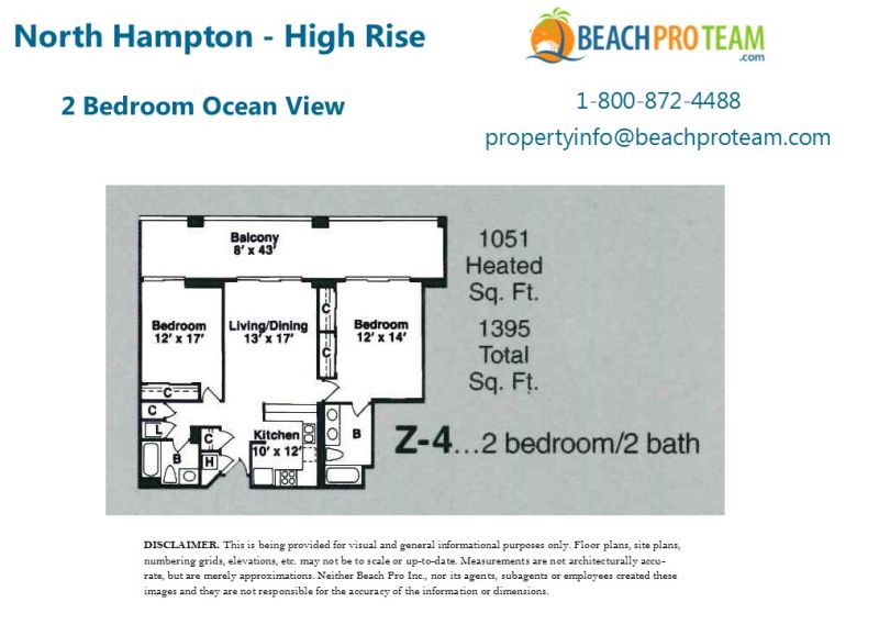 Kingston Plantation - North Hampton Floor Plan Z4 - 2 Bedroom Ocean View